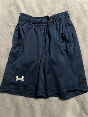 Under Armour Dark Navy Athletic Shorts with White Logo